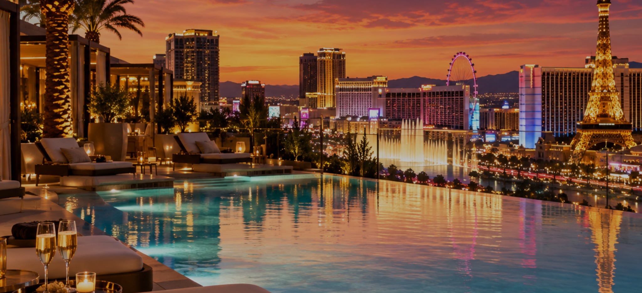 Four Seasons Las Vegas pool at sunset